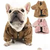 Vêtements pour chiens Veste chaude Designer Animaux Vêtements Doux Sublimation Imprimé Vieille Fleur Pet Manteaux D'hiver Pour Petits Chiens Français Bldog Crème Dhajf