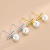 Stud Küpe WPB S925 STRING Gümüş T ŞEKİL İnci Kadınlar K GOLD PLACTING Lüks Takı Hediyeleri Parti Balo Ziyafet