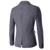 Herrdräkter våren och hösten herrduk Casual stilfull kostym Single Button Gentleman Clothing Man Gray Coat