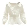 Women's Blouses Shirts Spring Western Style Blouse Waist Design Recipients Top Girls Puffed Sleeves White Womens Tops and 230314