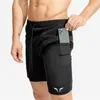 Heren shorts nieuwe best verkochte heren shorts 2 in1 veiligheidspocket merk shorts mannelijke dubbele dek snel drogen sport shorts jogging gyms shorts g230315