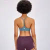 Aktivt underkläder l- flöde y-formad back yoga bh med bröstkudde mjuk sport bras fast färg racerback bh sexig underkläder