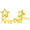 Boucles d'oreilles solides 999 24k Yellow Gol Women Star