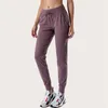 LL-2079 kvinnor långa byxbyxor yoga outfit lösa nionde byxor utmärker sport gym running casual ankel bandad byxa elastisk hög midja dragskot andas andas