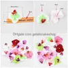 Ghirlande di fiori decorativi Colore misto all'ingrosso Simulazione Farfalla Orco Decorazione di seta Testa artificiale 50 pezzi / lotto 8 cm Goccia Delive Dhpol