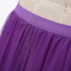 Faldas cintura elástica malla sólida doble capa hinchada princesa falda de tul mujer moda verano playa Jupe Longue Skort ropa