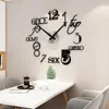 Väggklockor meisd nummer diy tyst akryl stor dekorativ klocka modern design vardagsrum titta på svarta spegel klistermärken horloge