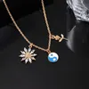 Catene Vintage Oro Argento Color Collana a catena intrecciata Moda Fiori Foglia Lettera Ciondolo con strass per gioielli da donna Boho