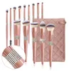 Narzędzia do makijażu 10 14pcs szczotki diamentowe Zestaw kosmetyczny proszek podkład Blush Contur do powiek podkłada rzęs brwi narzędzie makijażu 230314