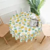 Table Cloth Yellow Pineapple Round Tablecloth Fruits Cover With Waterproof Wrinkle Resistant For Home Kitchen Outdoor