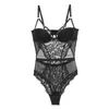 Bustiers & Corsets 2023 Black Sexy Hollow Out Lace Half Cup Bodysuit With Push Up Underwear Thin Lined Women Lingerie