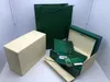 Green Original Boxen 1: 1 benutzerdefinierte Karte, NFC Green Card, Anti-Counterfeit-Karten-Sub-Sky Datejust Day-Date-Broschüre Watch Holzkiste mit Tragetasche