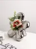 Vases nordique créatif en céramique fleur lumière luxe haut de gamme maison salon Table Arrangement argent plaqué ornements