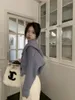 Frauenstrick Korobov Sanfte lila abgeschnittene Strickjacke weibliche Herbst-Winter-Kapuzenstrickwaren Vintage-Pullover Frauen koreanische Mode Pull Femme