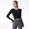 LL Donne Yoga Manica Lunga Sport Crop Top Vestito Traspirazione Dell'umidità di Alta Elastico Fitness Allenamento Moda Magliette Magliette E Camicette CK710 LL71