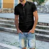 T-shirt da uomo 2023 abiti di lusso manica corta traspirante sciolto solido scollo a V t-shirt in lino camicia camicetta top Tee Drop