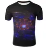 T-shirts pour hommes univers ciel étoilé 3D imprimé T-shirt ample trou noir Vortex à manches courtes col rond haut tendance