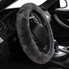 New Winter Warm Wool Steering Wheel Cover For 38cm Update Color Gray Black Funda Volante Car Covers