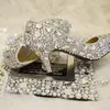 Scarpe eleganti 4 cm tacco basso fatto a mano primavera da sposa diamante abbagliante donna sera ballo di fine anno festa signora matrimonio