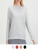 LL Women039s Yoga Long Sleeve Shirt Blouse Solid Color Loose Sports Fitness Round Neck Jogging Sportswear Breathable 4 Colors6881979 994