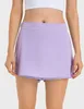 Ll feminino esportivo saias de ioga com shorts de cor de tênis de cor sólidos saia de golfe anti -exposição Fitness Skirt Short LL675