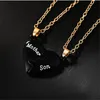 2pcs/set Fashion Mother Son Letters Black Heart Pendant Woman Necklace Jewelry Designer South American Gold Plated Chain Womans Necklaces Mothers Day Gift