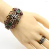 Kolye Küpe Seti Türk Kadınlar Vintage Bangle Ring Mücevherat Setleri Antika Altın Renk Reçinesi İçi Boş Çiçek Bilezik Düğün Partisi