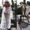 Robes Décontractées Femmes Noir Blanc Bikini Cover Up Été Sexy Dentelle Kimono Boho Plage Longue Maxi Robe Sheer Lâche Caftan Tunique Maillot De Bain W0315