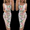 Abiti casual 2022 Nuove donne Fashion Rose Print Dress Abito con stampa floreale Abito da festa Matita Bodycon Party Dress Summer Sexy Gonna al ginocchio W0315