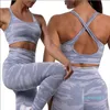 Vêtements de yoga pour femmes Ensemble de sports de mode BRA pantalon élastique haut de gamme Hip Lift Augmouss sans couture de sports d'extérieur 46