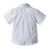 Kledingsets Summer Gentleman For Boys Formal Set Kids Outfit Toddler Shirt Navy Shorts Katoen 1-7 jaar Kinderen Wedding Kostuum