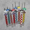 Hookahs smoking 10mm mini nectar kit straw quartz tips glass pipes with titanium nail dabber tools bong bowl ash catchers