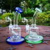 6 Inch Inline Perc Glass Bongs with 4mm Quartz Banger Hookahs 14mm Female Joint mini Rigs Water Pipes Oil Dab Rigs 4 Colors CS181