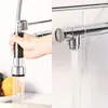 Robinets de cuisine Robinet mural Chrome/Laiton noir Robinet simple froid extractible Sortie double fonction Source d'eau 360°