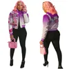 Designer Baseball Jackets Short Style Women Outerwear Coat Long Sleeve Gradient Printed Streetwear Button Bomber Tops
