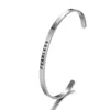 Bracelet 4 Mm Argent Acier Inoxydable Gravé Citation Inspirante Positive Manchette Faite À La Main Mantra Bracelets Pour Hommes Femmes