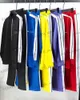 Men's Tracksuits Men's Hoodies Sweatshirts Rainbow bar color matching sports suit men and women loose casual couple high street suit trend T230314