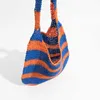 Fashion Striped Beach Hobo Purse for Women Straw Woven Shoulder Shopper Bag 2023 Trend Lightweight Travel Tote 230315