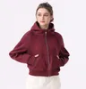 Lu-68 yoga kıyafetleri tam fermuarlı tüplü hoodies kadın boş zaman sporu süveteri koşu fitness peluş kalınlaştırılmış ceket ceket