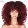 14Short Haar Afro Kinky Curly Pruiken met BANGS Womens Headband Wig Synthetisch Natural Brown Blonde Wig Party Cosplay Lolitafact