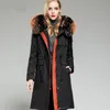 Giacca invernale in pelliccia femminile da donna Women Parka Real Coat Liner femminile Collar Warm Raccoon Long My4368