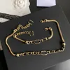 Designer Bracelet Necklace Stamp Necklace never fade Fashion 18K Gold Plated Women Designer Necklaces Choker Letter Pendant Chain Rhinestone Jewelry