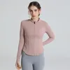 Aktive Shirts für Damen, durchgehender Reißverschluss, Yoga-Top, Workout, Laufen, Sportjacken mit Daumenlöchern, hoch dehnbar, langärmelig, bauchfreie Tops, Activewear