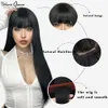 Perruques Synthétiques Longue Ligne Droite Perruque Noire Pour Femme Avec Une Frange 26 Pouces Blonde Rose Rouge Cosplay Lolita Cheveux Naturels Résistant À La Chaleur 230314