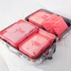 Sacs de rangement 6 pièces sac de voyage ensemble pour vêtements rangé organisateur garde-robe valise pochette étui chaussure Pack Cube