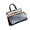 Designer Original Bag Leather Family Black 30 Sewn Wax Line Portable Women's Top Layer Cow Leather Buckle