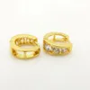 Women Hoop Earrings Real Fashion 18k Yellow Gold Filled Huggie Earrings With Clear Crystal Inlaid Classic Jewelry Gift 3 Pairs Wholesale