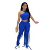 Sexy Zweiteilige Hosen Sets Für Frauen Sommer PU Leder Halter Aushöhlen Crop Tops Weste Und Bandage Hosen Anzug nachtclub