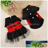 Dog Apparel Pet Clothes Suit Formal Bowtie Shirt Winter Fashion Party Costume Boy Coat Small Dogs Girl Dress Drop Delivery H Dh397