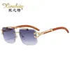 Designer Men's and Women's Beach Par Solglasögon 20% RABATT Personligt träkorn Leg Leopard Dekorativa Glasögon Ocean Film Fashion Frameless Cutting Edge